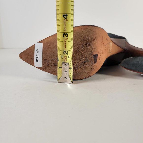 SIGERSON MORRISON Green Suede Black Croco Ankle Strap Heels Women Sz 8.5 - Picture 11 of 11